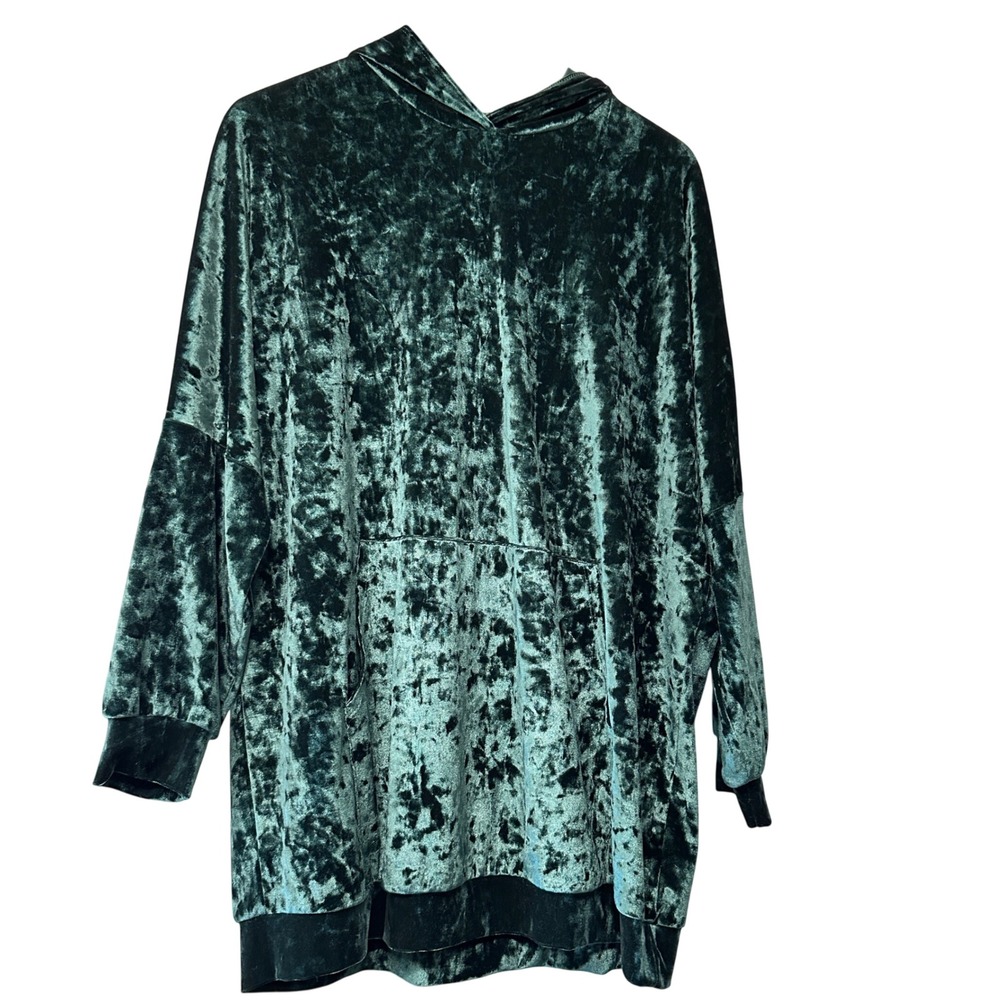Peach Love California Emerald Green Crushed Velvet Hoodie Small KD72042-01